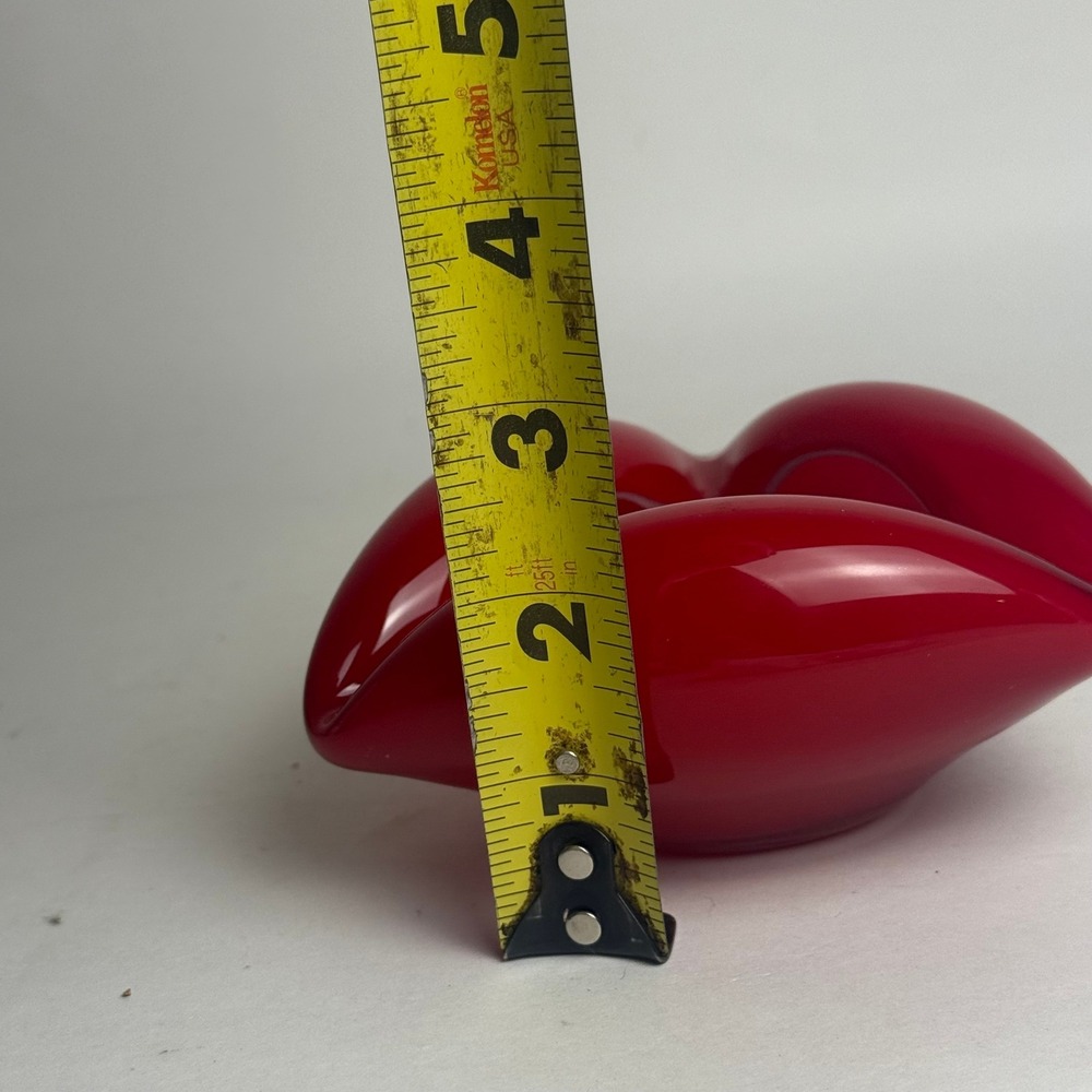 Vintage Red Art Glass Ashtray Triangular Hand Blown Mid Century Modern Catchall - Picture 2 of 4